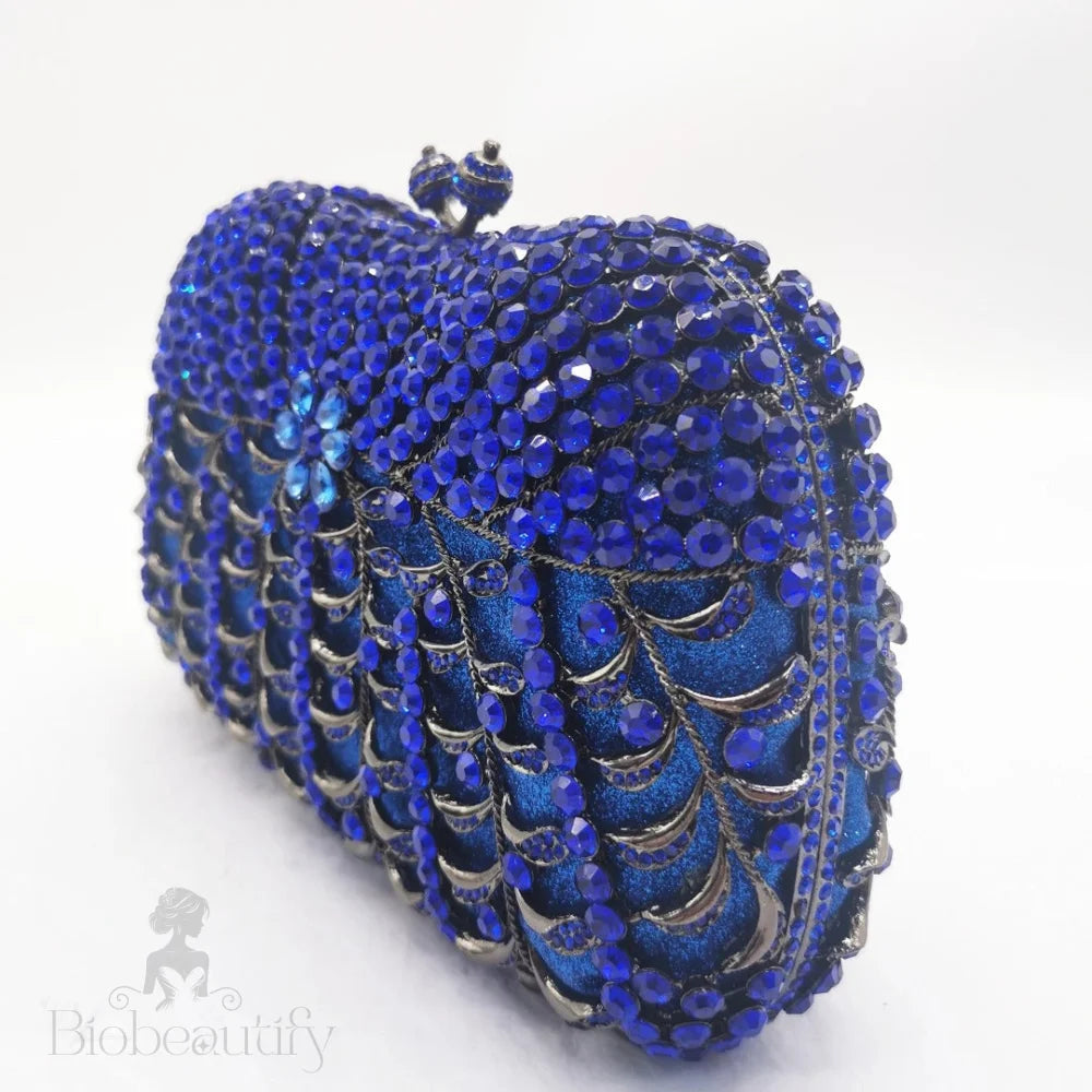 Blue Rhinestones Clutch Bag By Alyssa