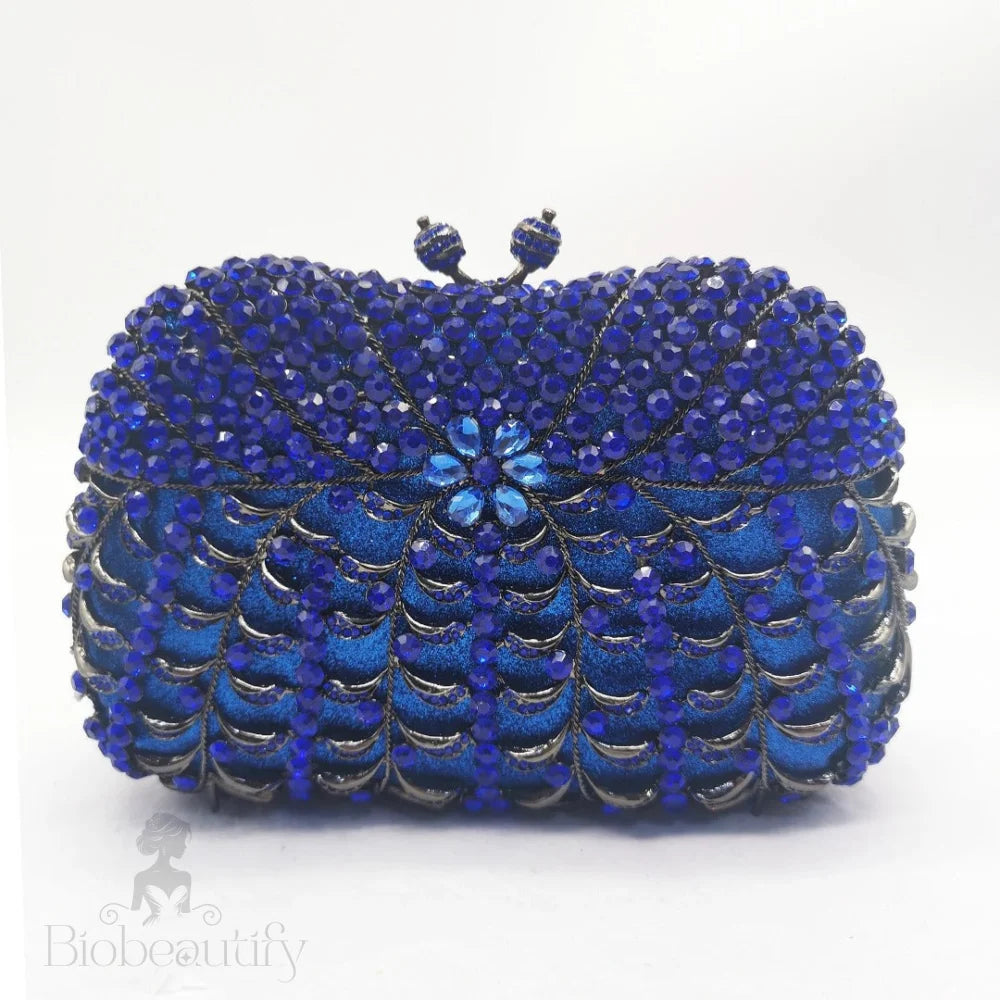 Blue Rhinestones Clutch Bag By Alyssa