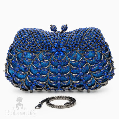 Blue Rhinestones Clutch Bag By Alyssa