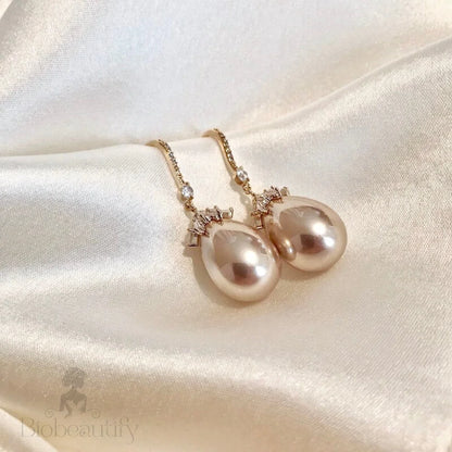 Bohemian Gold Pearl Bridal Earrings In And Silver