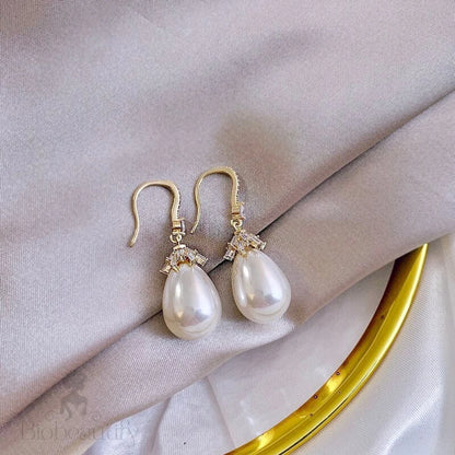 Bohemian Gold Pearl Bridal Earrings In And Silver