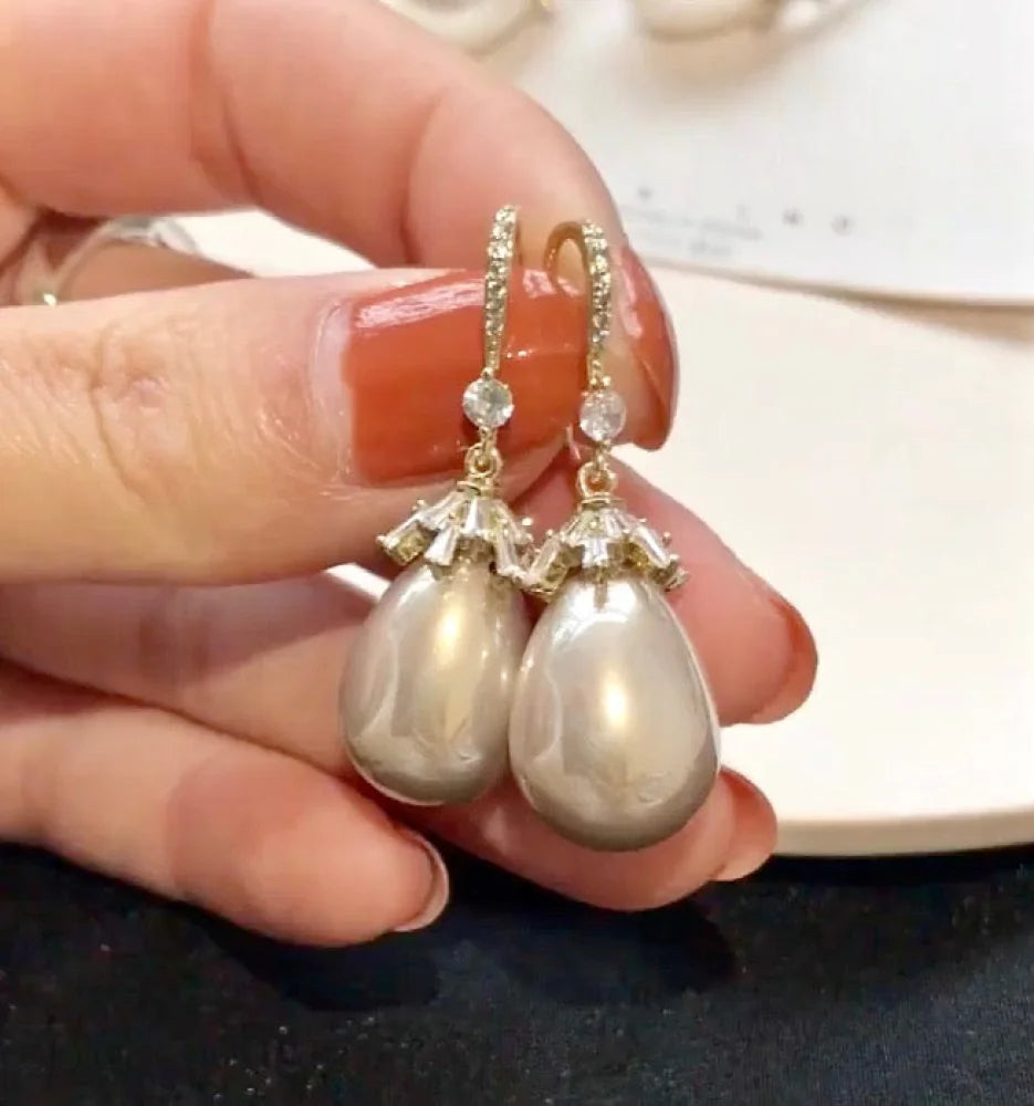 Bohemian Gold Pearl Bridal Earrings In And Silver