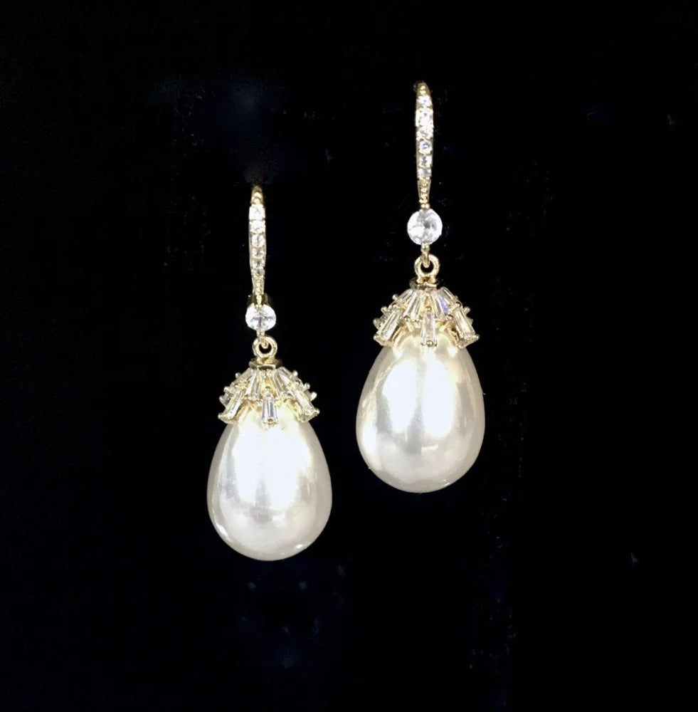 Bohemian Gold Pearl Bridal Earrings In And Silver