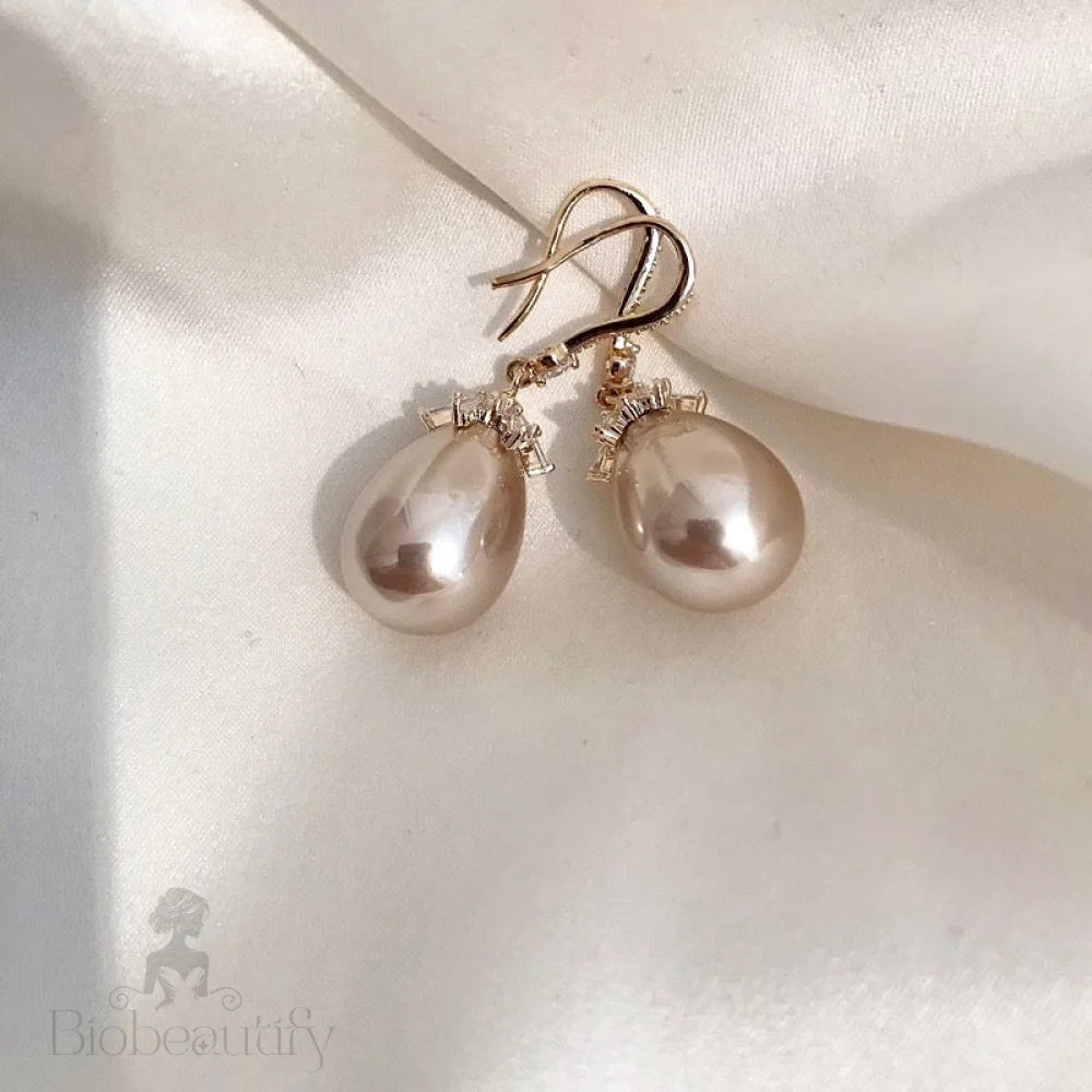 Bohemian Gold Pearl Bridal Earrings In And Silver