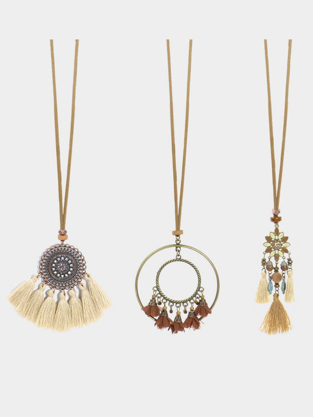 Tassel Trio Necklace Set Bohemian Style