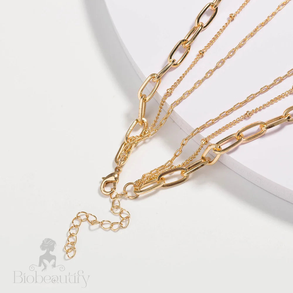 Boho Layered Chain-Link Necklace - Gold