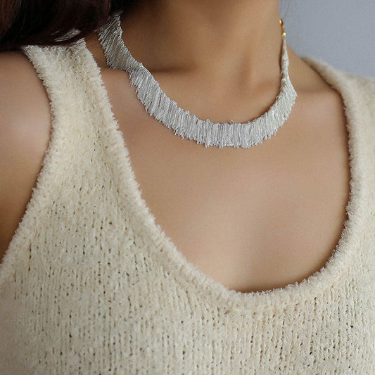 **18K Gold Plated Sterling Silver Cascading Tassel Choker Necklace** / One Size