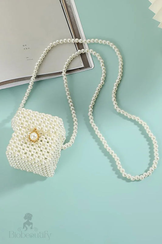 Bolso Blanco De Fiesta Noche Con Cuentas Blanco / One Size