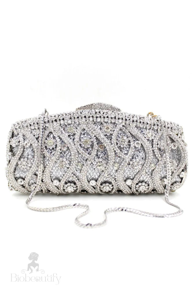 Bolso De Fiesta Lujo Con Cadena Desmontable Y Detalles Rhinestone