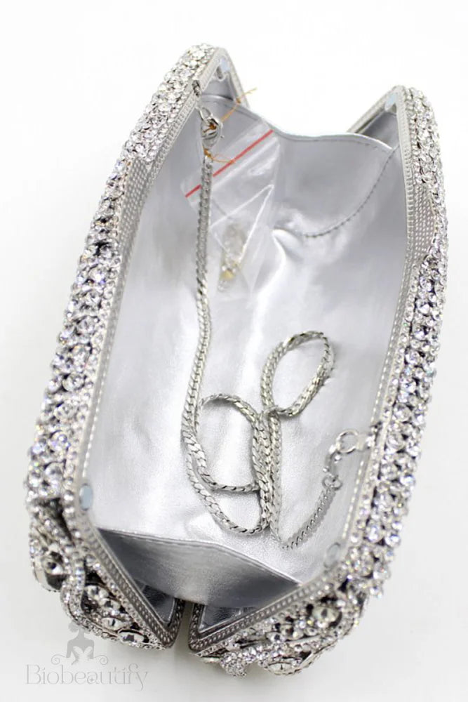 Bolso De Fiesta Lujo Con Cadena Desmontable Y Detalles Rhinestone