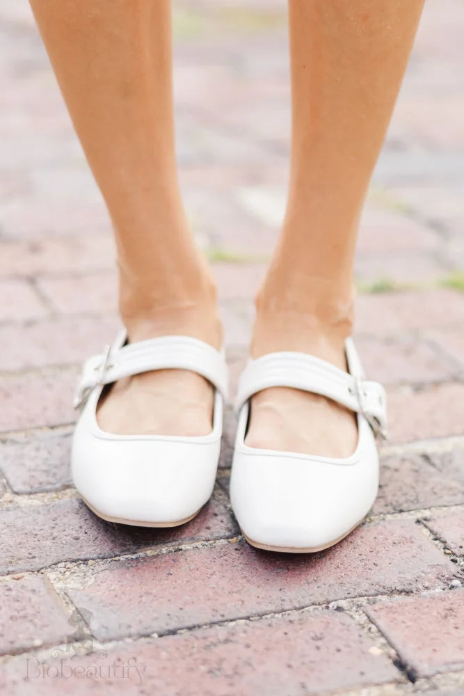 Bone White Mary Jane Flats 7 /