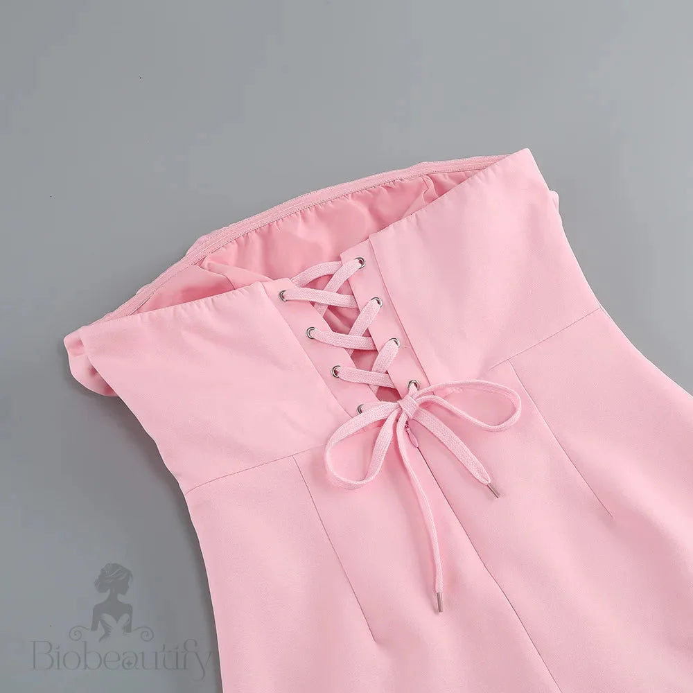 Bonnie Strapless Dress With Flower Applique