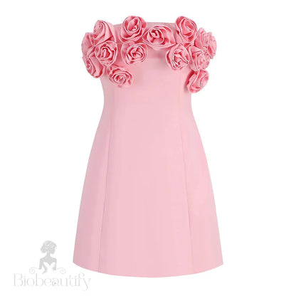 Bonnie Strapless Dress With Flower Applique