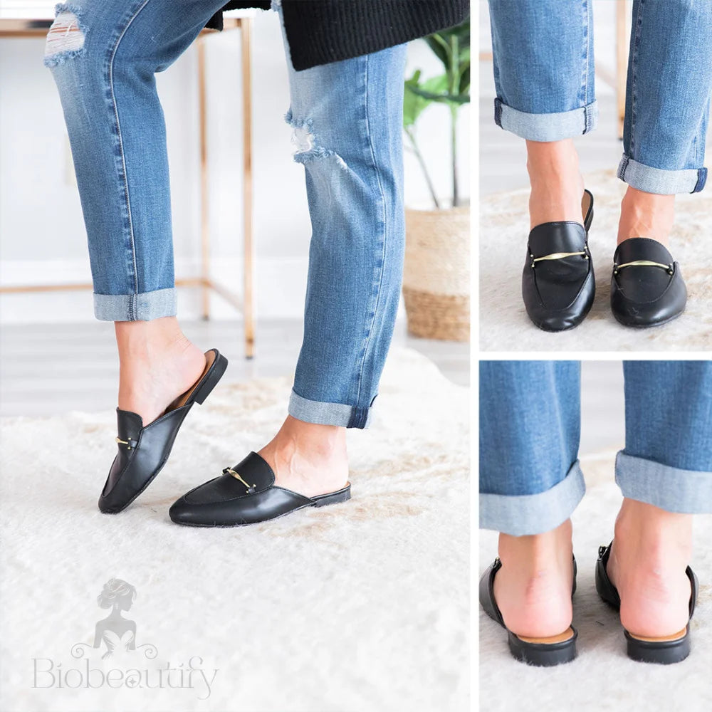 Boss Black Flat Mules 8 /