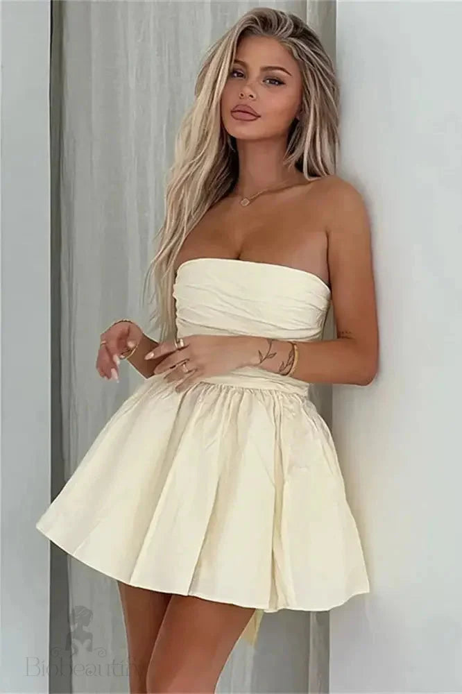 Bow Bandeau Mini Dress