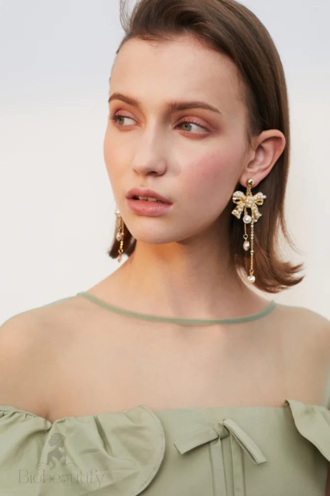 Bow Design Drop Earrings