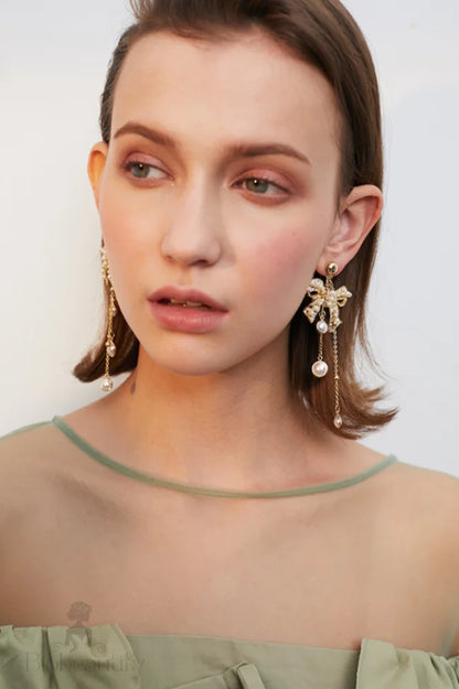 Bow Design Drop Earrings