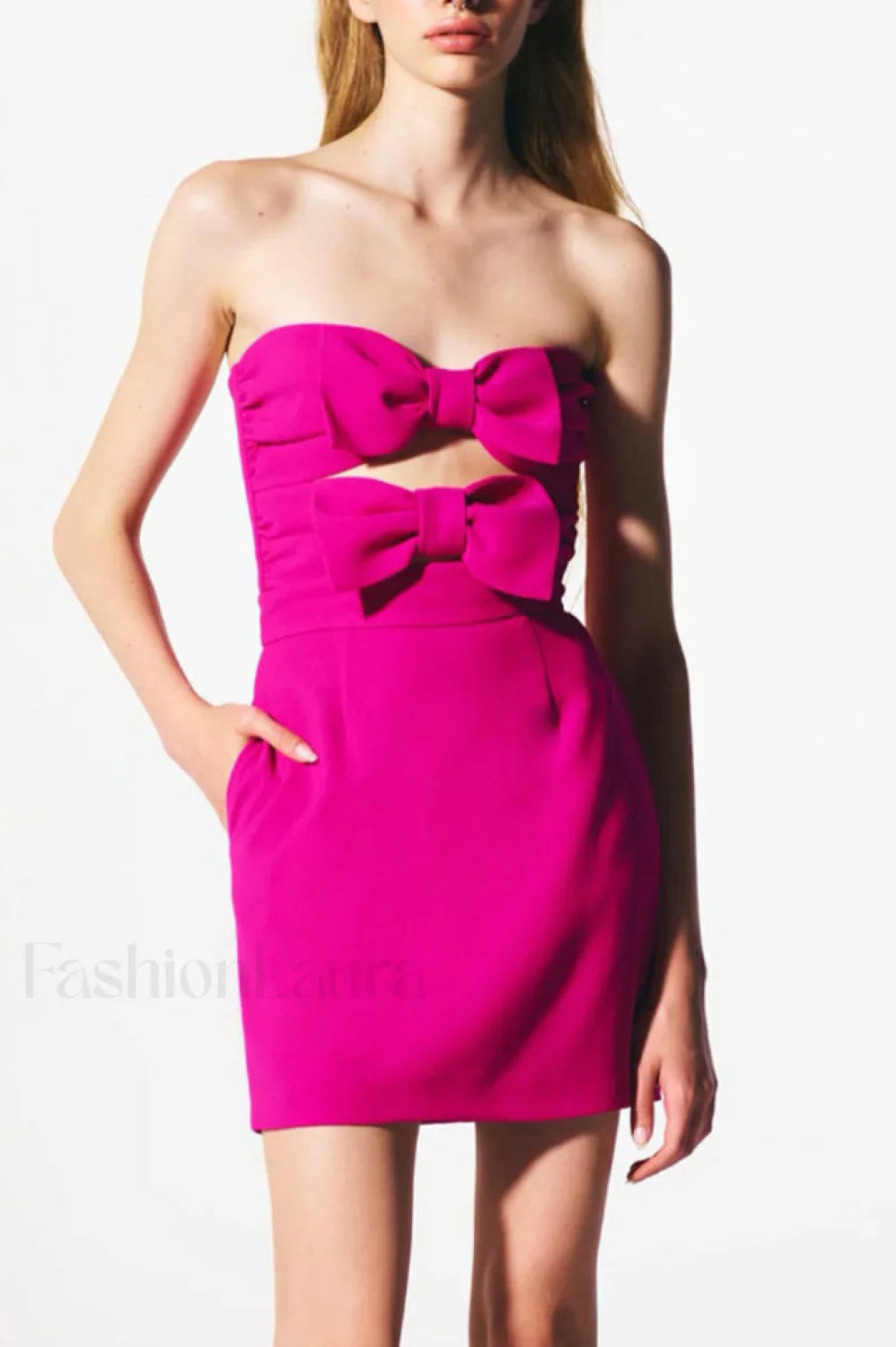 Bow Detailed Stylish Mini Dress