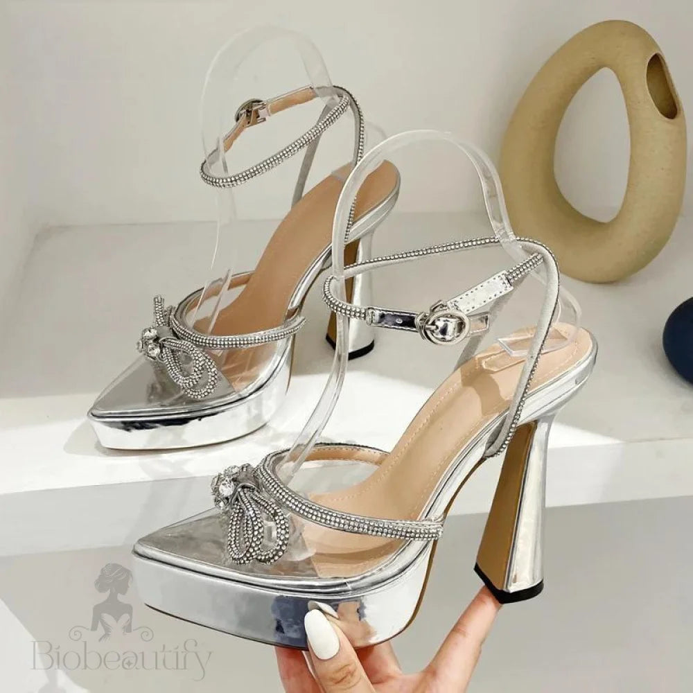 Bowknot Party Pumps With Pointed Toe And Platform For Women