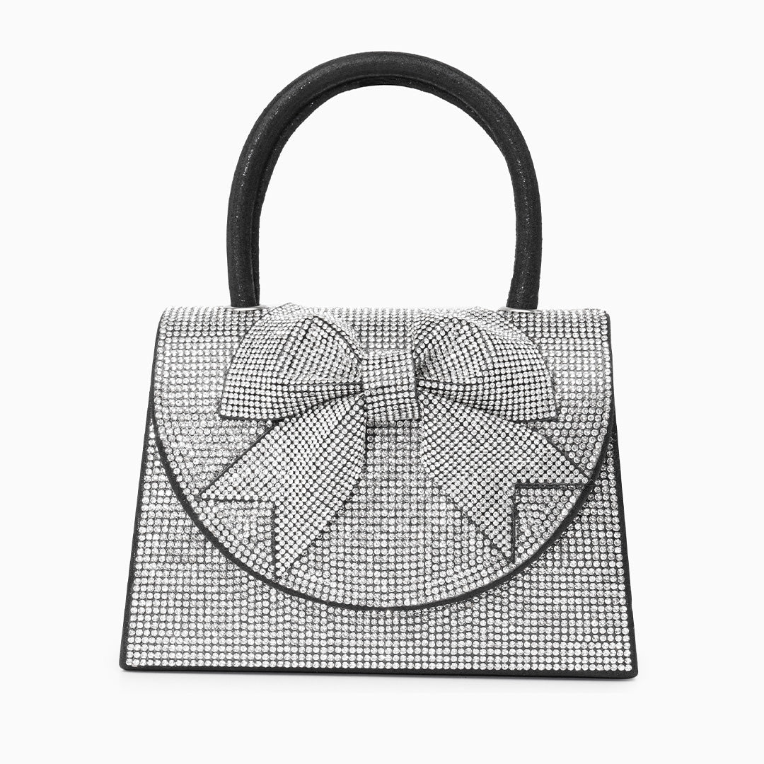 Rhinestone Embellished Ribbon Handbag By Hazel Black