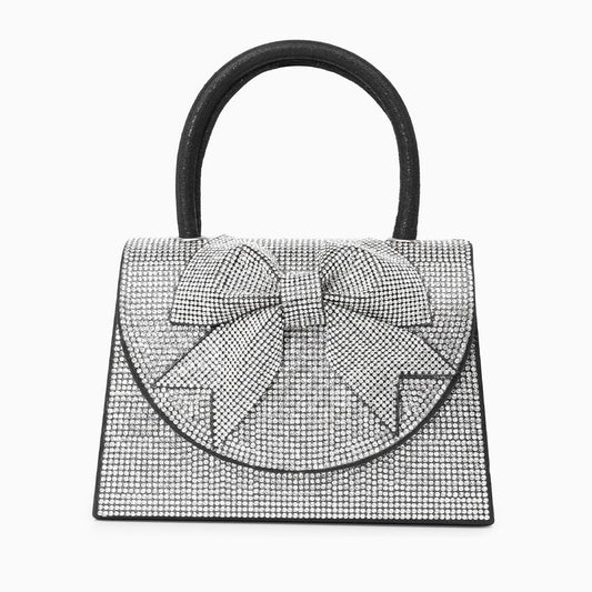 Rhinestone Embellished Ribbon Handbag By Hazel Black