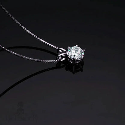 Box Chain Sterling Silver Moissanite Solitaire Pendant Necklace