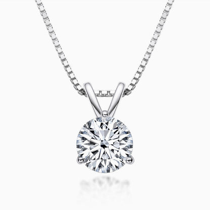 Sterling Silver Moissanite Solitaire Pendant Necklace With Box Chain / 1Ct