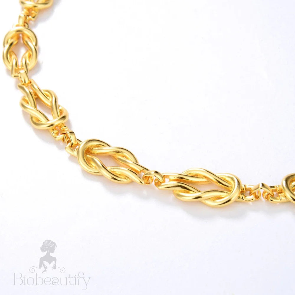 Braided Gold Tone Chain Link Choker Necklace