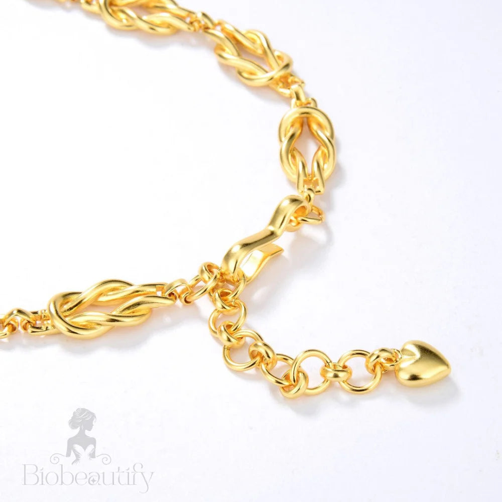 Braided Gold Tone Chain Link Choker Necklace