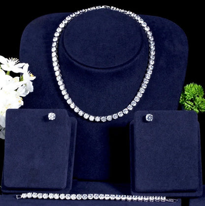 Brandi Silver Zirconia Bridal Jewelry Set - Three Pieces