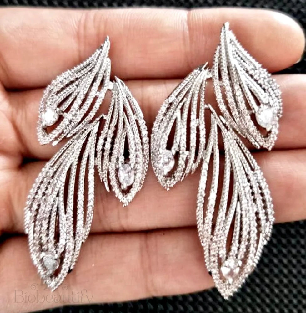 Brandy Silver Cubic Zirconia Wedding Earrings