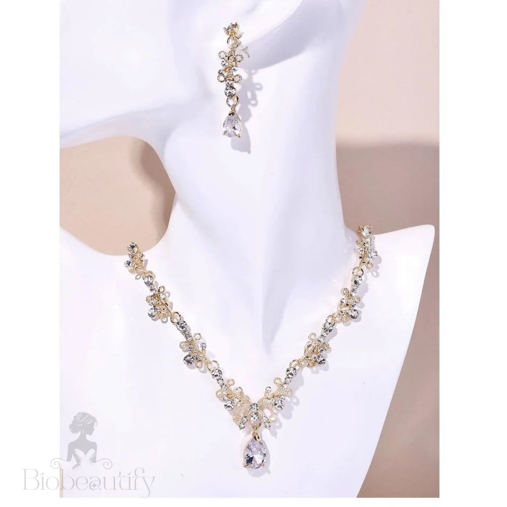 Bridal 3-Piece Jewelry Set With Tiara In Gold And Silver By Giada