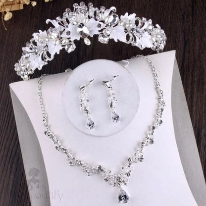 Wedding Jewelry and Accessories - Bridal 3-Piece Jewelry Set With Tiara - Available in Gold and Silver