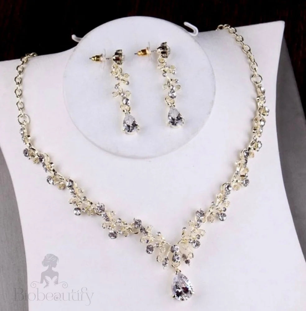 Wedding Jewelry and Accessories - Bridal 3-Piece Jewelry Set With Tiara - Available in Gold and Silver