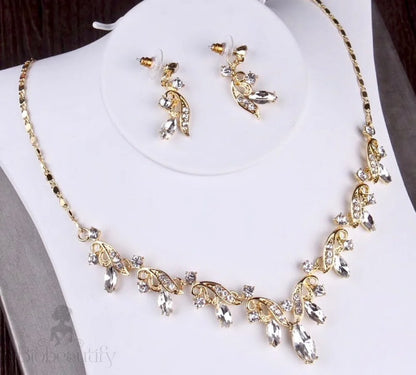 Bridal 3-Piece Jewelry Set With Tiara In Gold And Silver - Tangier