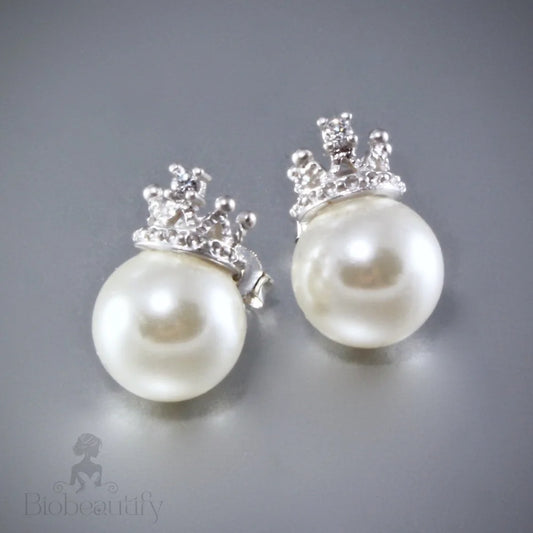 Crowned - Bridal Pearl Stud Earrings