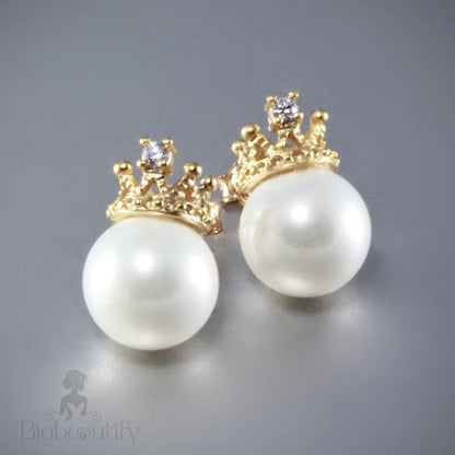 Crowned - Bridal Pearl Stud Earrings