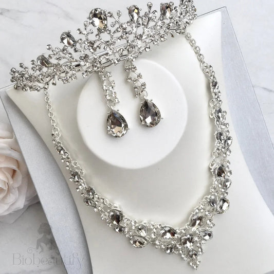 Wedding Jewelry and Accessories - Bridal 3-Piece Jewelry Set With Tiara - Available in Gold and Silver