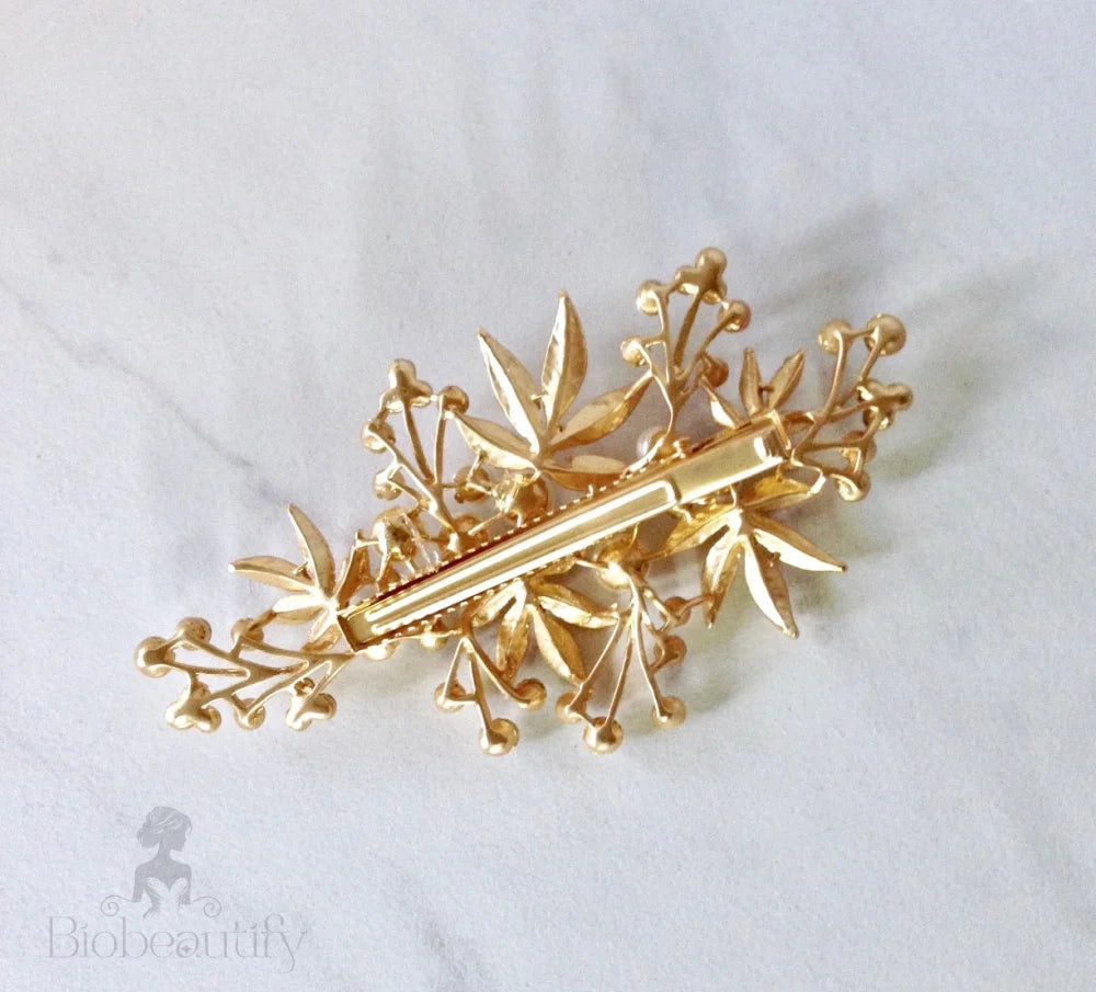 Briony Gold Pearl Crystal Bridal Hair Clip