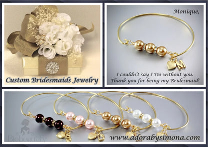 Brittany Personalized Pearl Bracelet For Bridesmaids - Multiple Colors Available