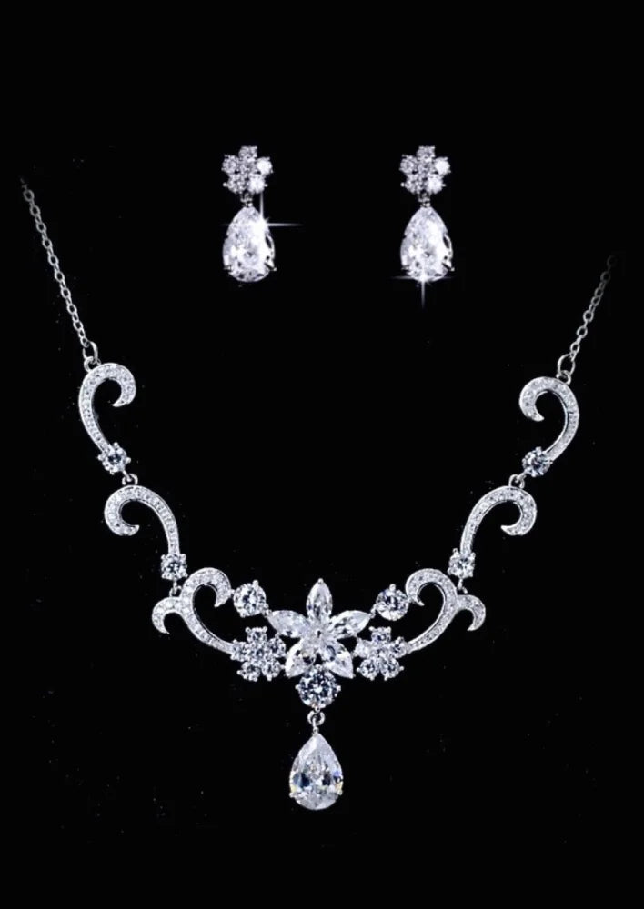 Brooke Silver Cz Bridal Jewelry Set