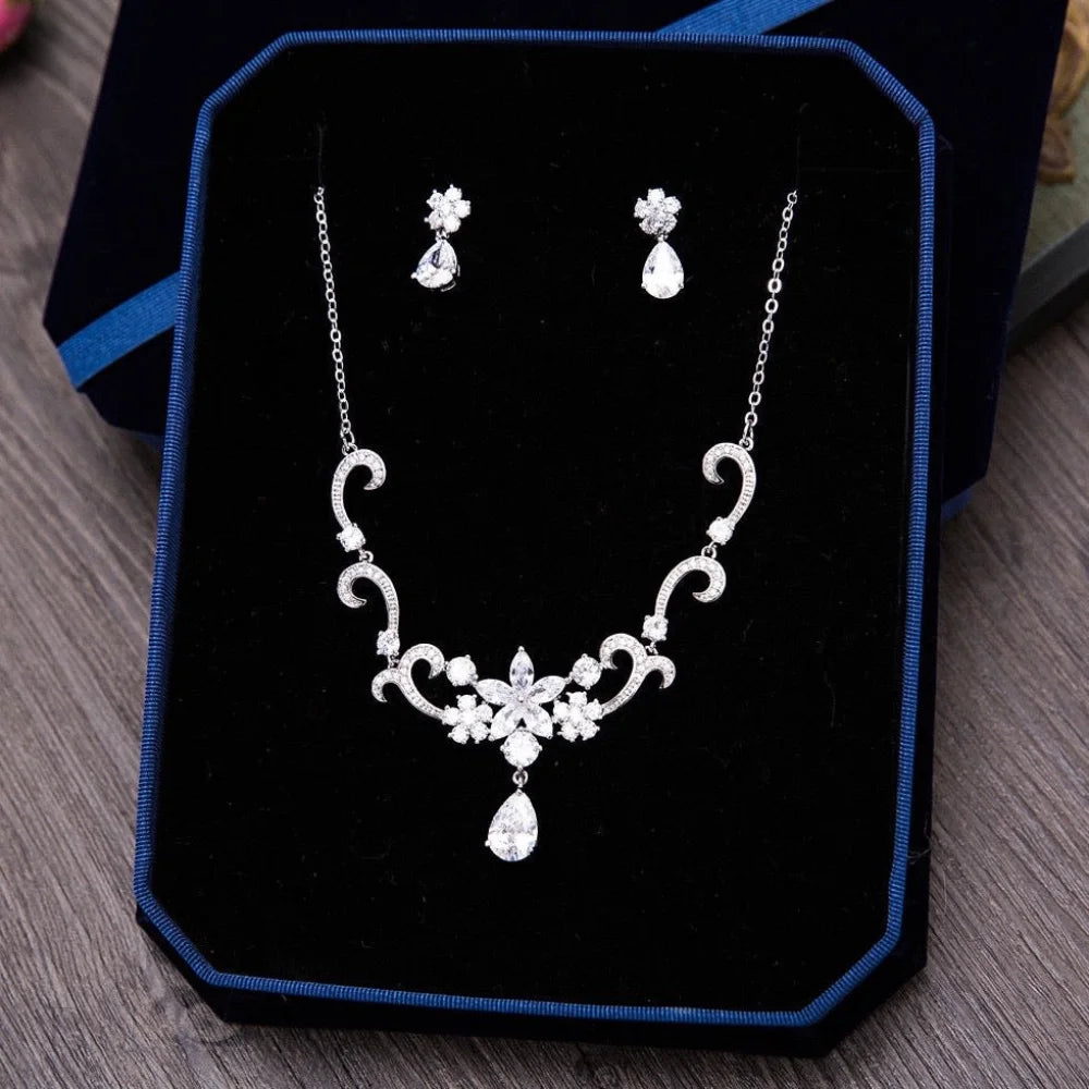 Brooke Silver Cz Bridal Jewelry Set