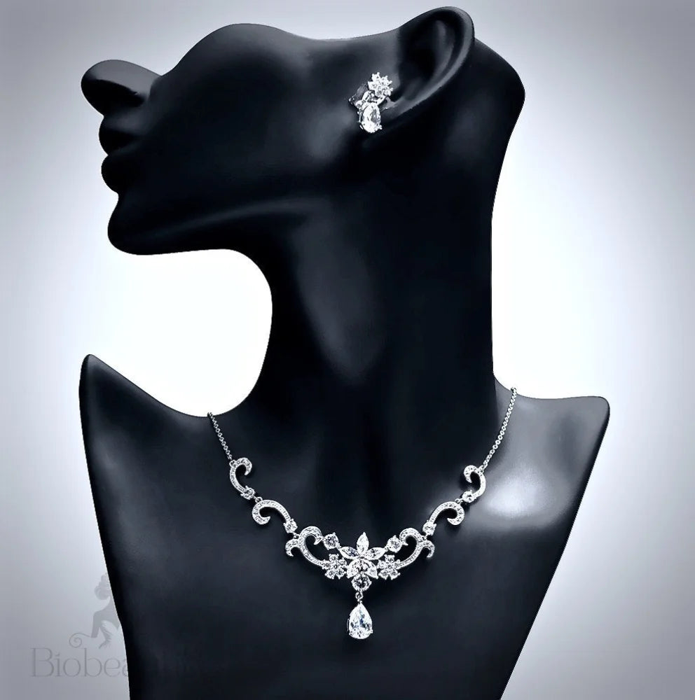 Brooke Silver Cz Bridal Jewelry Set