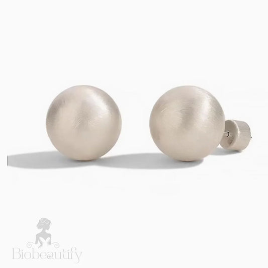 Brushed Satin Finish Sterling Silver Ball Stud Earrings / Small