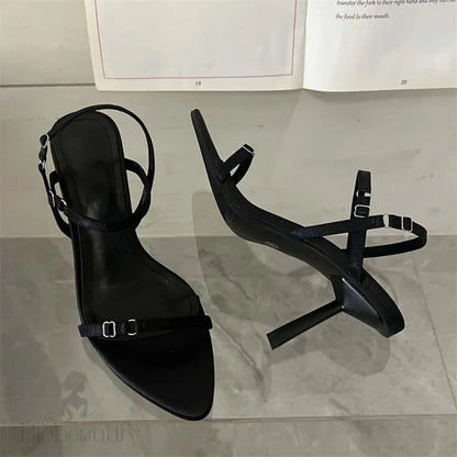 Buckle Sandals With Sexy Back And Thin High Heels For Summer