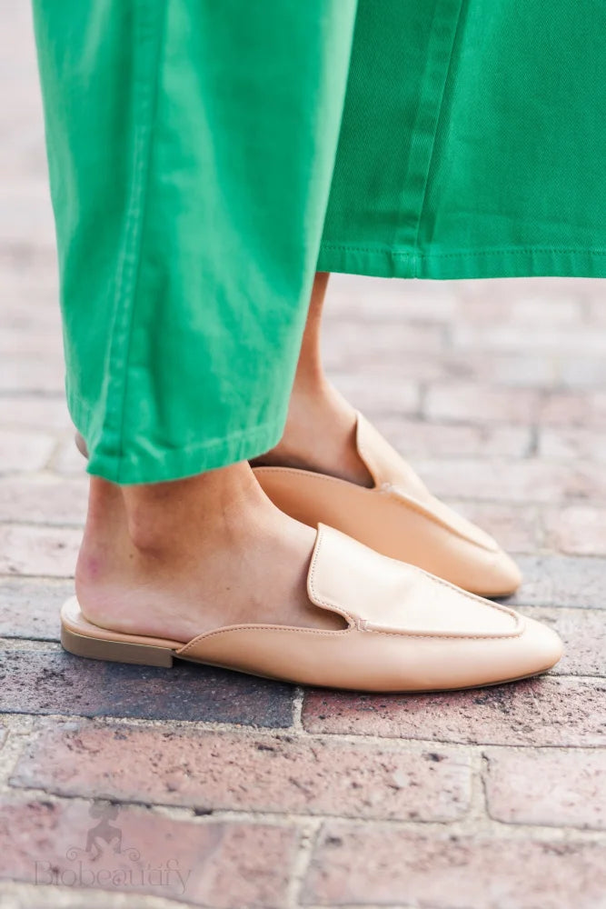 Business Beige Brown Flat Mules 7.5