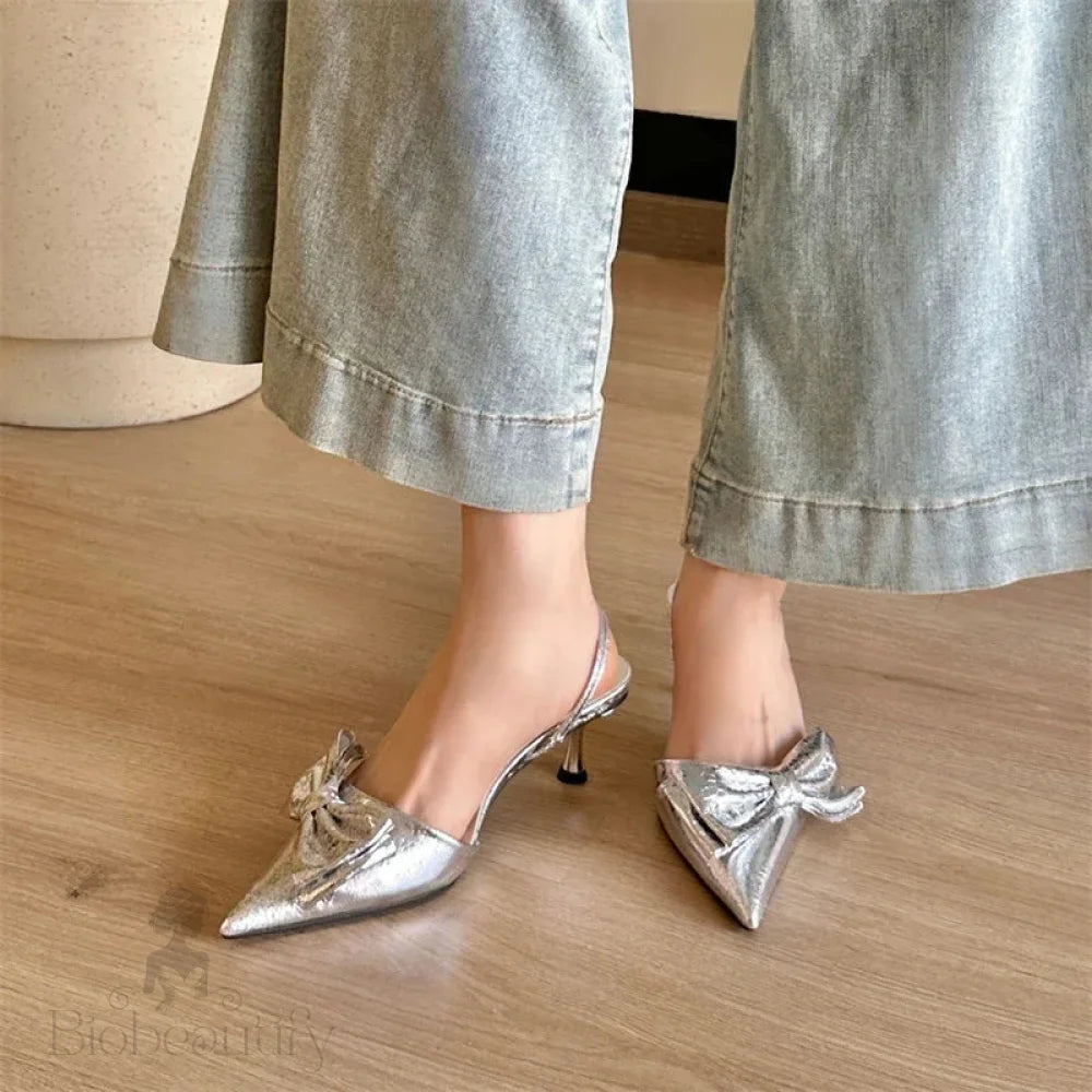 Butterfly-Knot Pointed Toe Thin Heel Pumps For Women