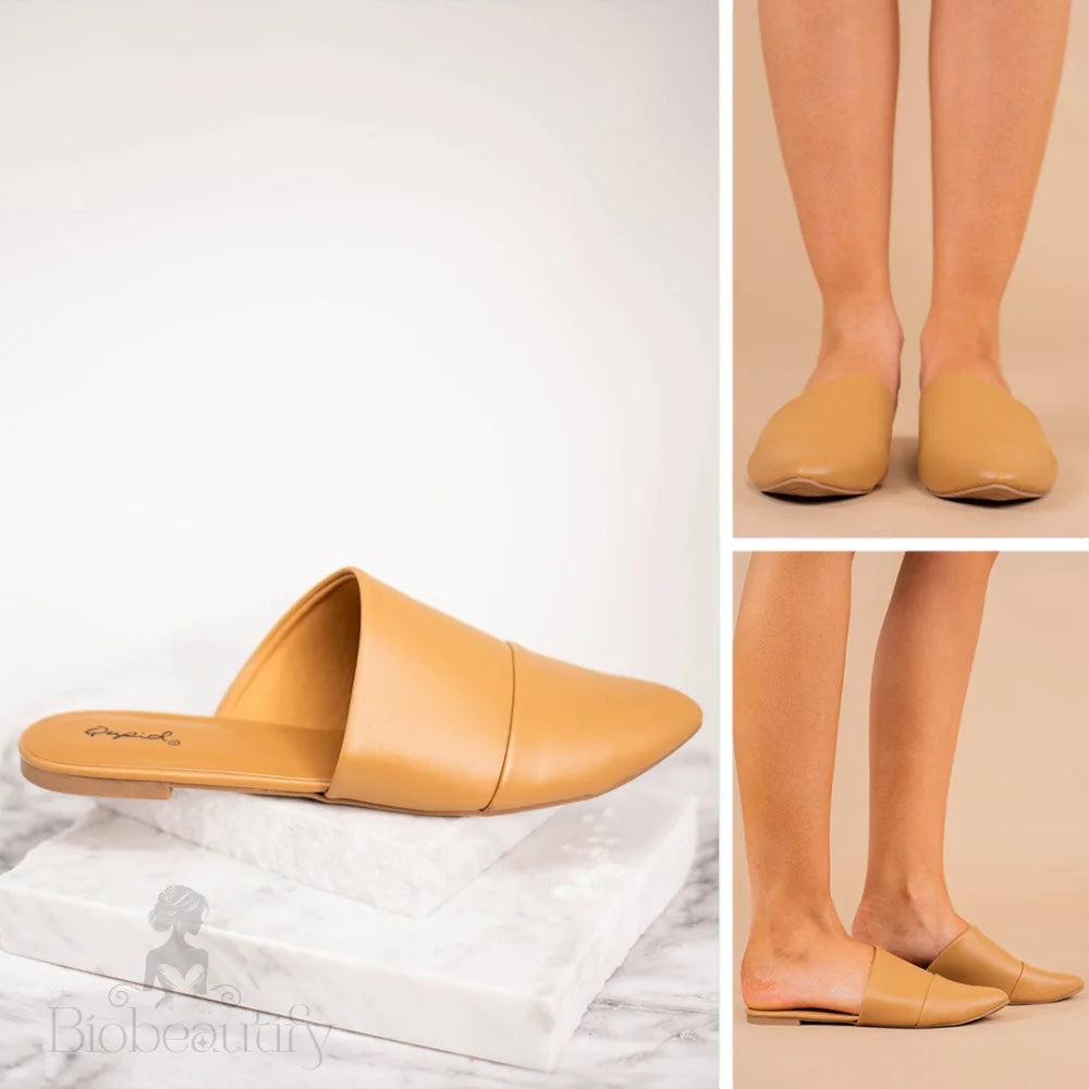 Butterscotch Brown Flat Mules 8 /