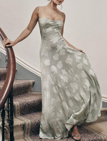 Mesh Maxi Dress With Floral Print