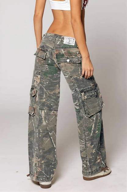 Camouflage Utility Pocket Cargo Jeans